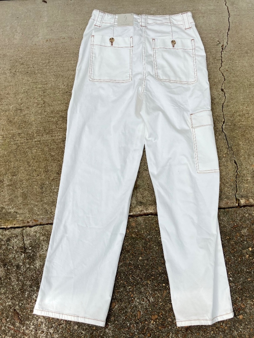 Joie Off-White Straight Leg Cargo Pants Mid Rise Minimalist Utility Style Size 8
